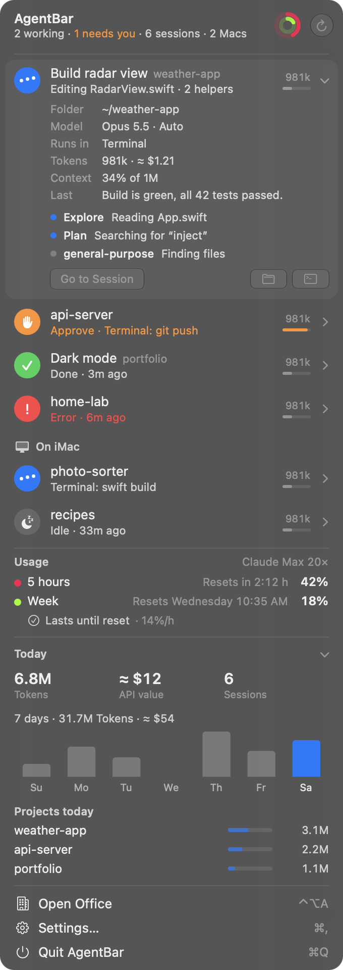The same dropdown in the other appearance.