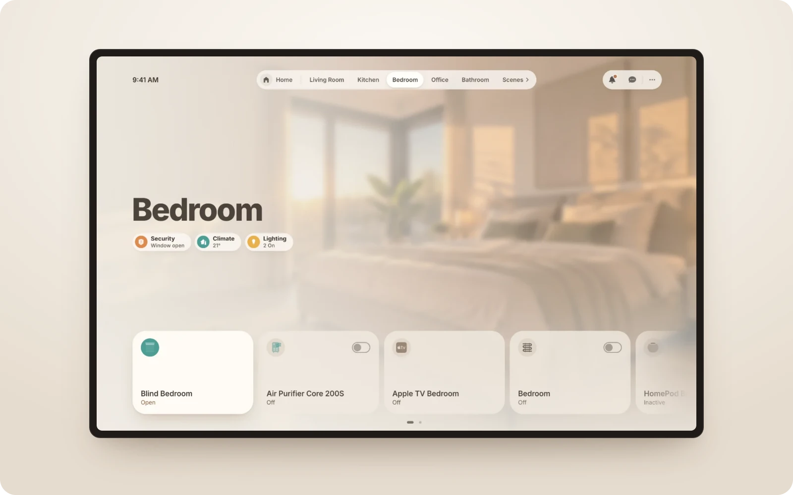 A room view in Casora on a desktop display after moving from Hemma.